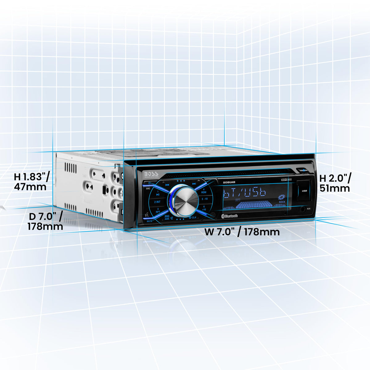 AM/FM radio front panel on the 508UAB for easy tuning