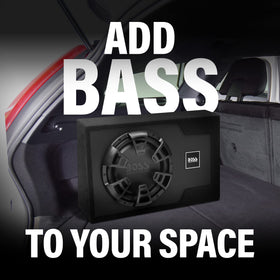B12ES remote control cable shows extended 16 ft reach for easy bass tuning.