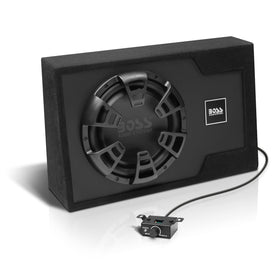 BOSS Audio B12ES subwoofer front view in a compact, low-profile enclosure.