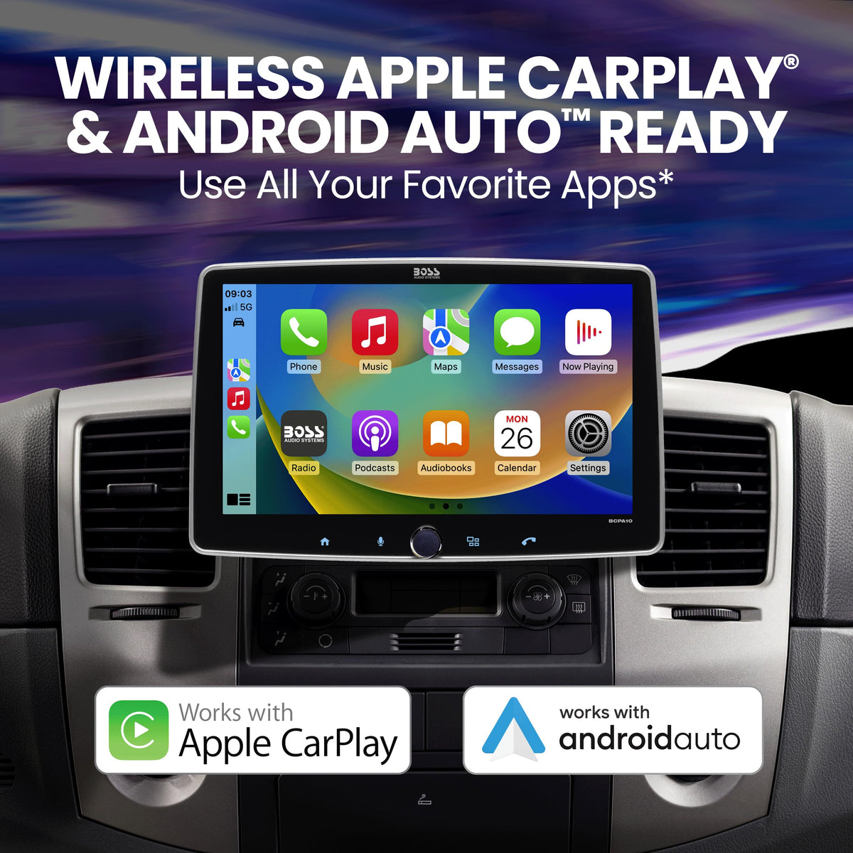 BCPA10 ten-point-one-inch touchscreen with adjustable viewing angle.