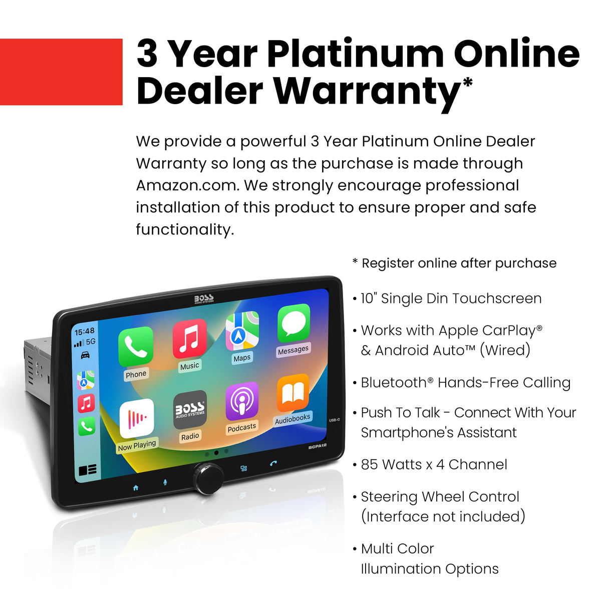 BCPA12 12-inch touchscreen interface for apps and controls on the road