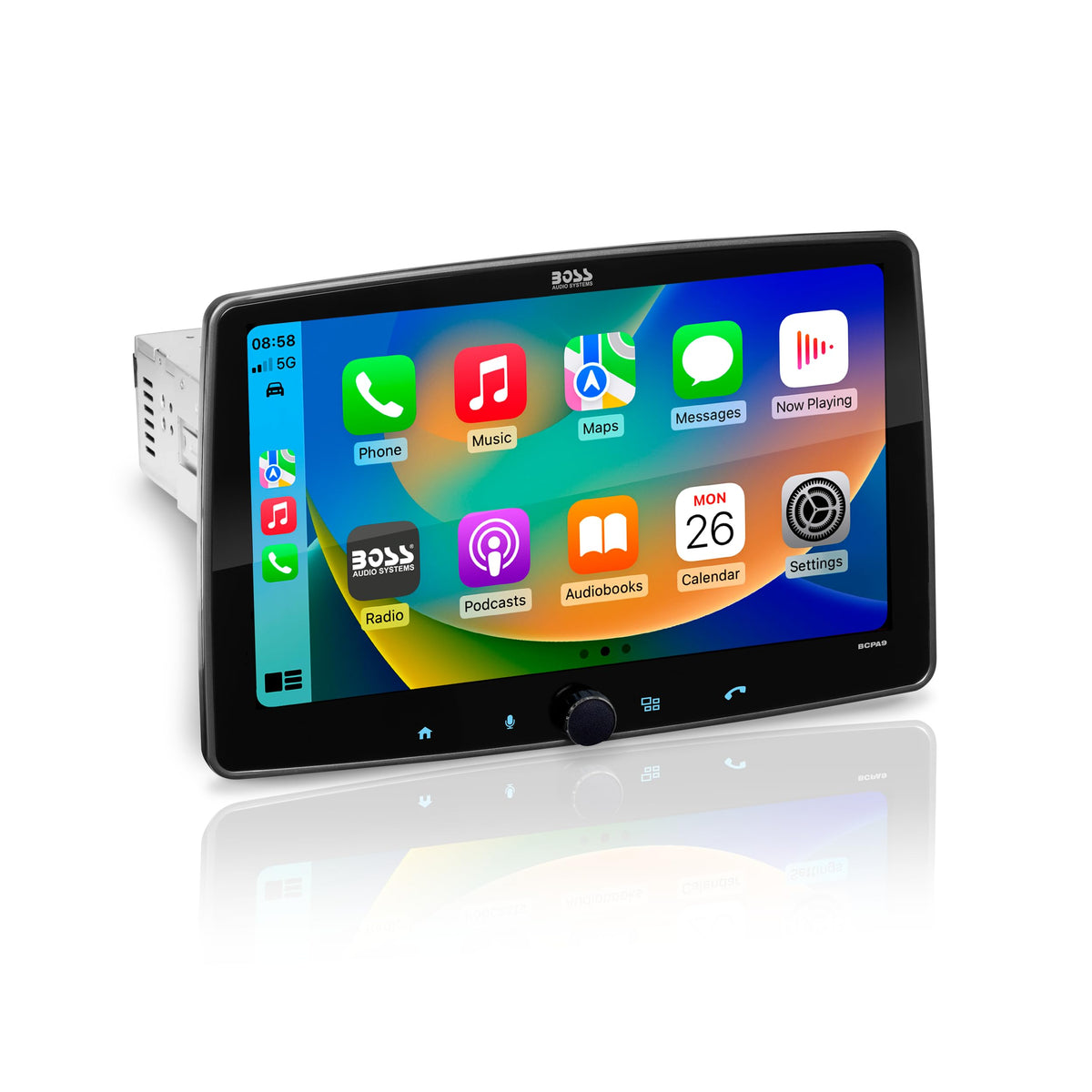 BOSS Audio BCPA9 9-inch touchscreen display for intuitive control and multimedia access.