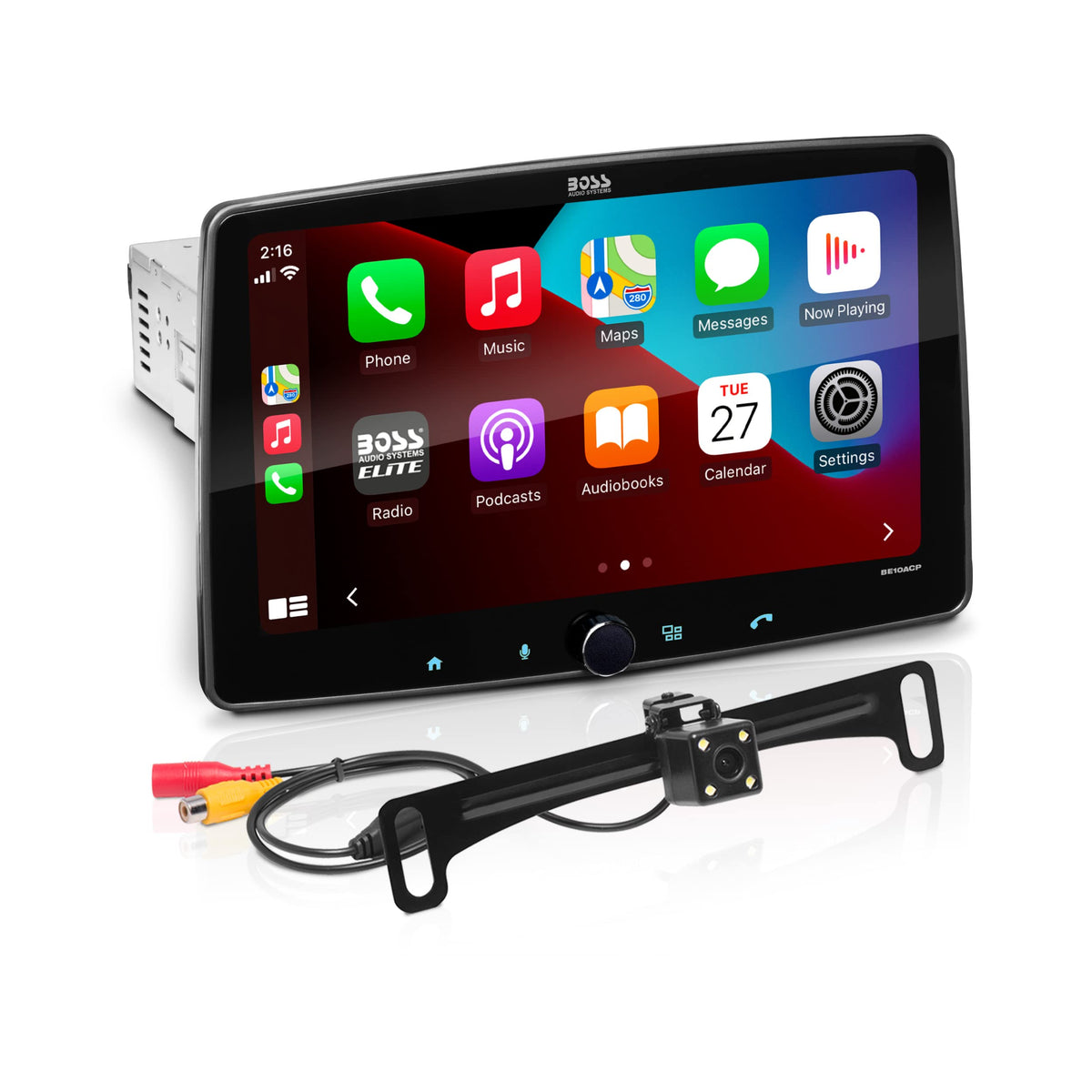 BOSS BE10ACP-C 10-inch touchscreen display for intuitive car entertainment and CarPlay access.
