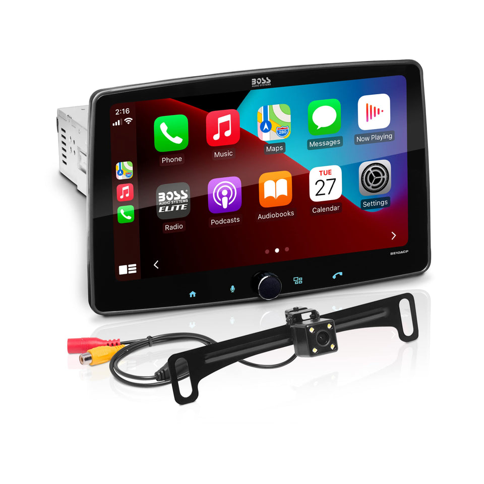 BOSS BE10ACP-C 10-inch touchscreen display for intuitive car entertainment and CarPlay access.