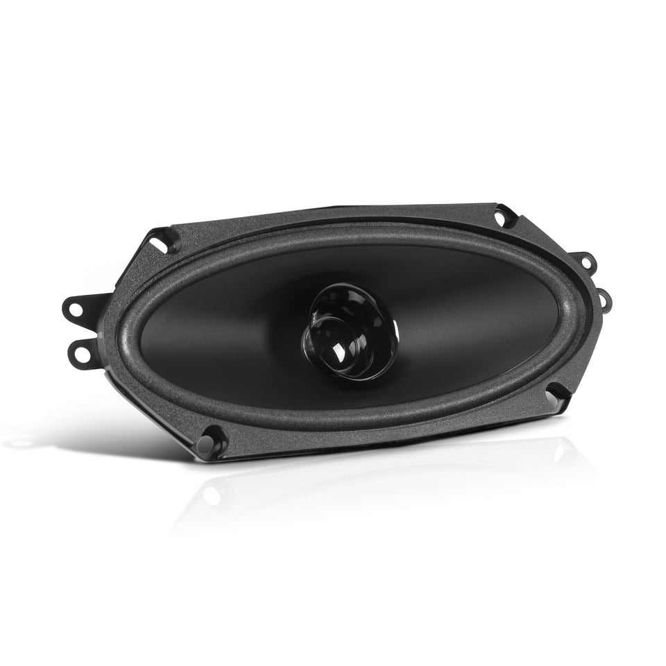 BOSS Audio BRS410 front view highlights a compact 4x10 inch replacement speaker for easy car upgrades.