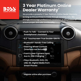 BOSS BV9364B 6.2-inch touchscreen provides responsive control and navigation