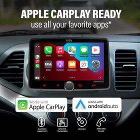 BOSS Audio BVCP9700A-CFL Apple CarPlay interface with Siri on screen.