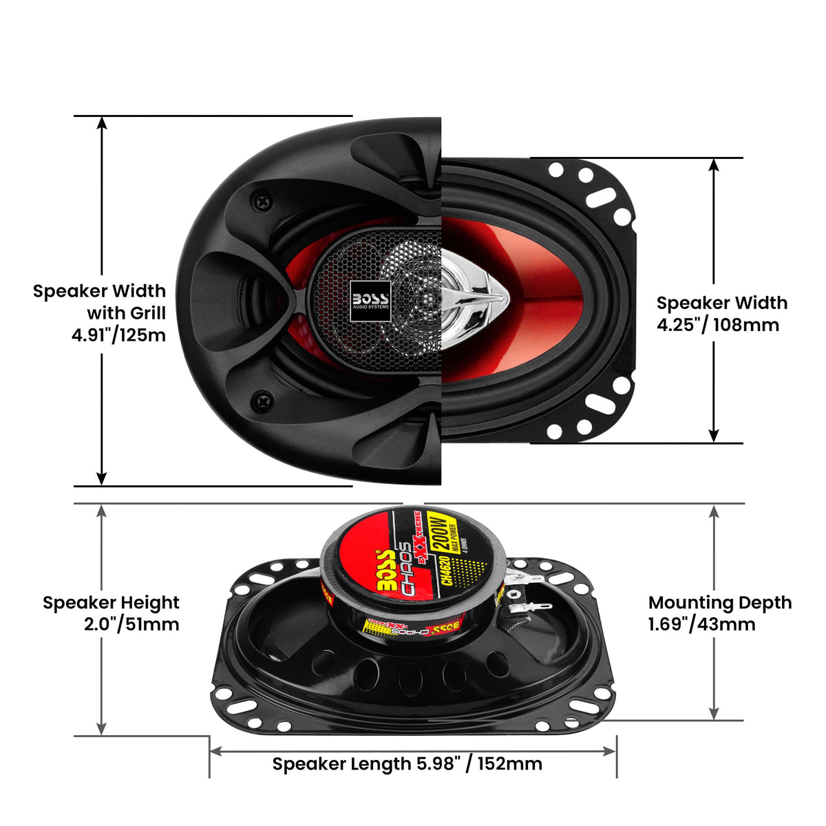 BOSS CH4620 door-mount area shows clean fitment and upgrade potential