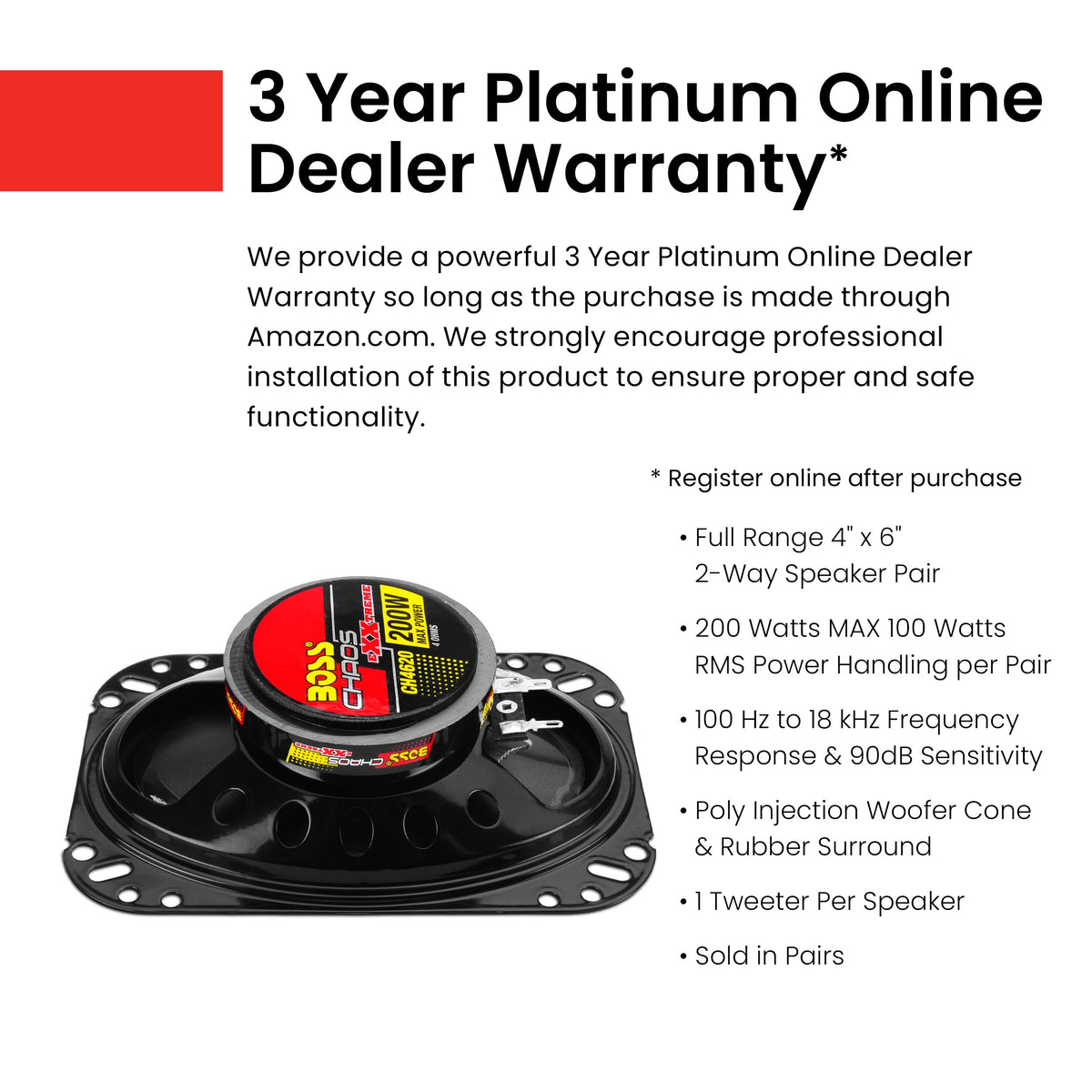BOSS CH4620 rubber surround and stamped basket boost durability during daily driving