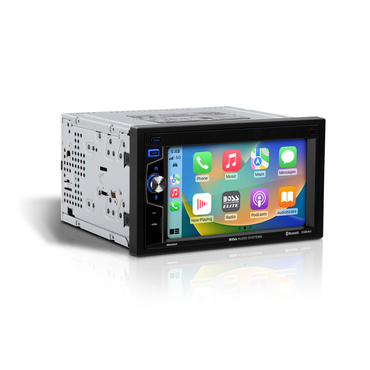 BOSS BE62CP dashboard display showing Apple CarPlay for hands-free navigation.