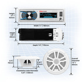 Dipole antenna included with the package for radio reception on the water