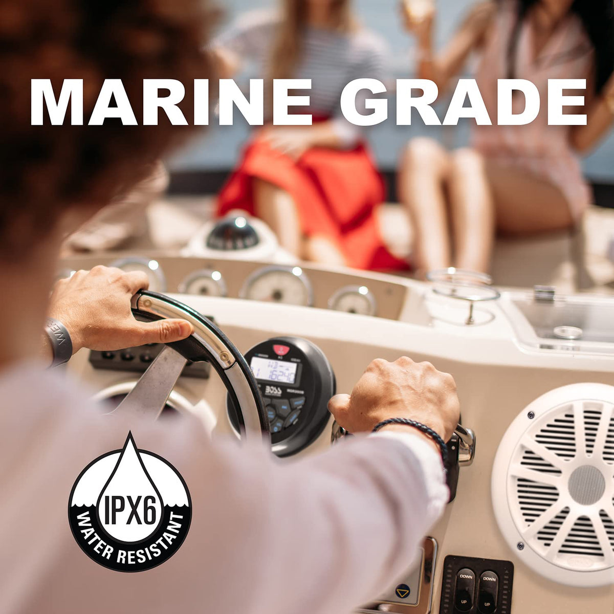 MR6W marine speaker pair delivers clear, wide-range onboard sound.