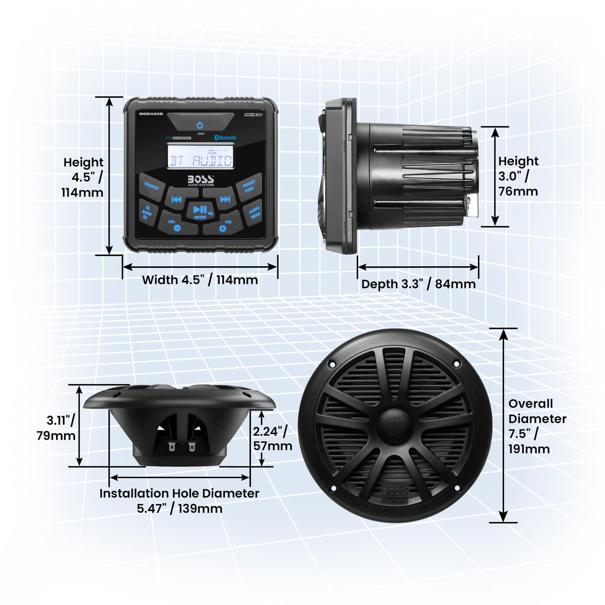 BOSS Audio Systems MCKGB450B.6 IPX6 weatherproof receiver protecting electronics from splashes
