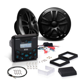 Pair of BOSS Audio Systems MCKGB450B.6 6.5 inch marine speakers delivering outdoor sound