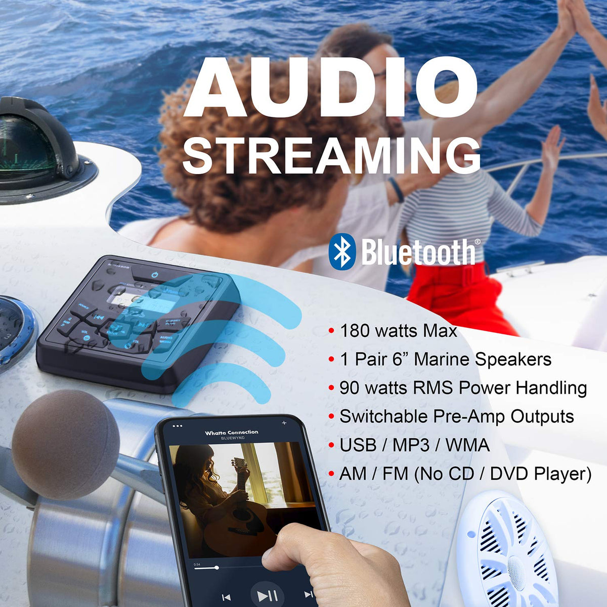 NOAA weather band access via the BOSS Audio MCKGB450W6 for marine forecasts