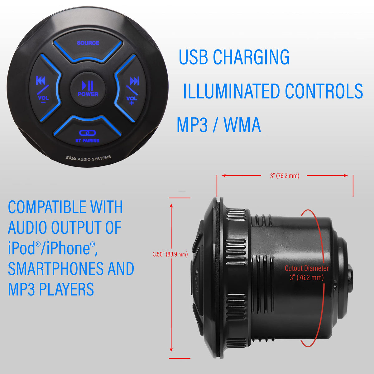 IPX6 weatherproof housing protects the MGR250B from spray and dust