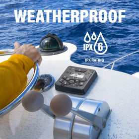 BOSS Audio MGR450B streams Bluetooth music for hands-free marine listening.