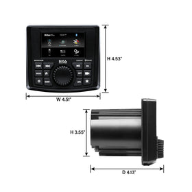 BOSS MGV520B front and rear outputs drive speakers and subwoofers with built-in power
