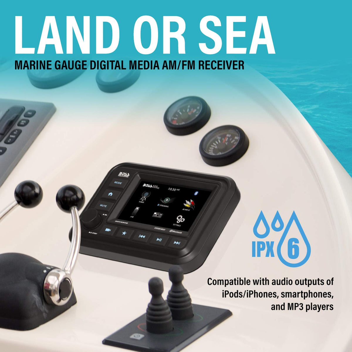 BOSS MGV550B weatherproof housing protects electronics against splashes.