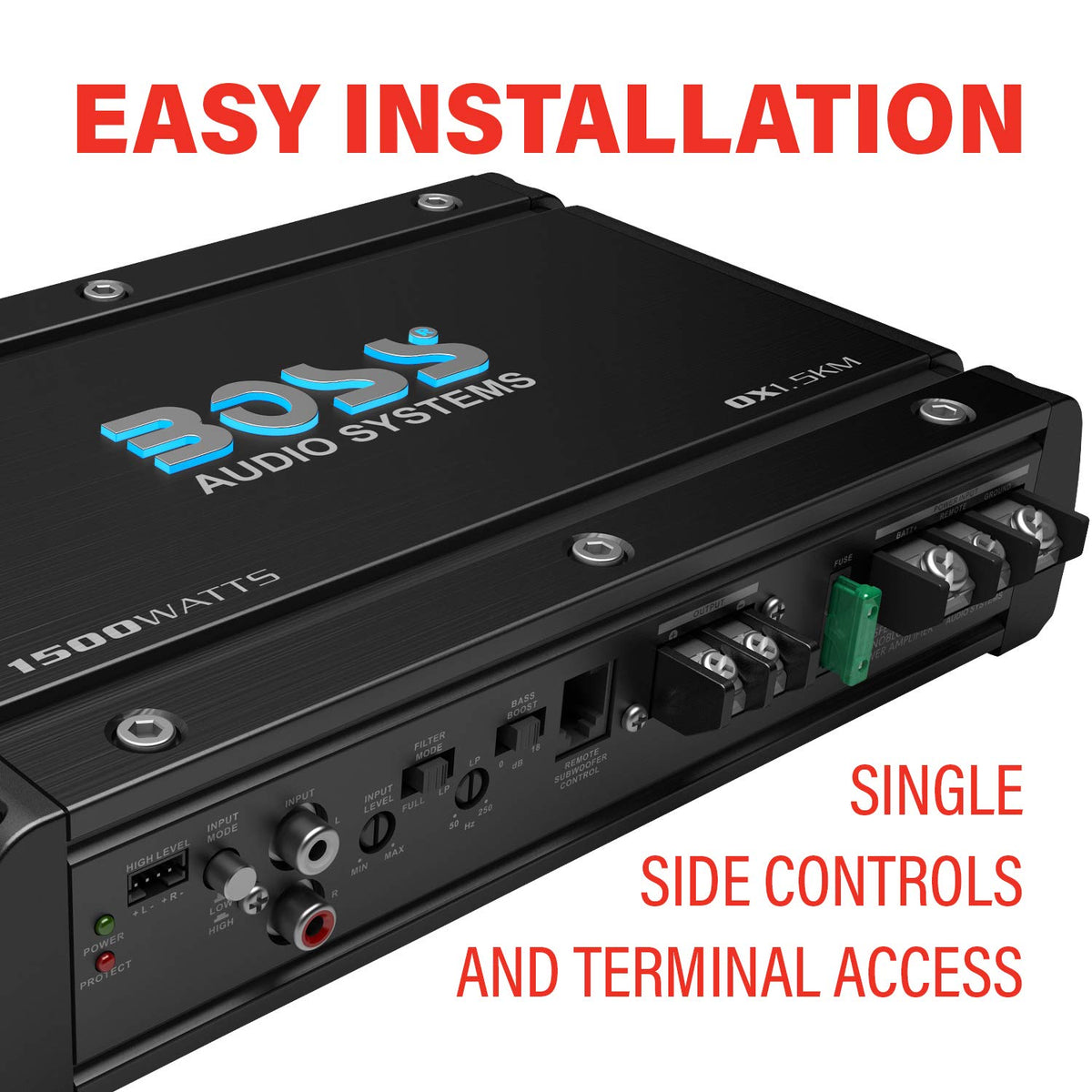 BOSS Audio OX1.5KM bass boost control for tailored low end