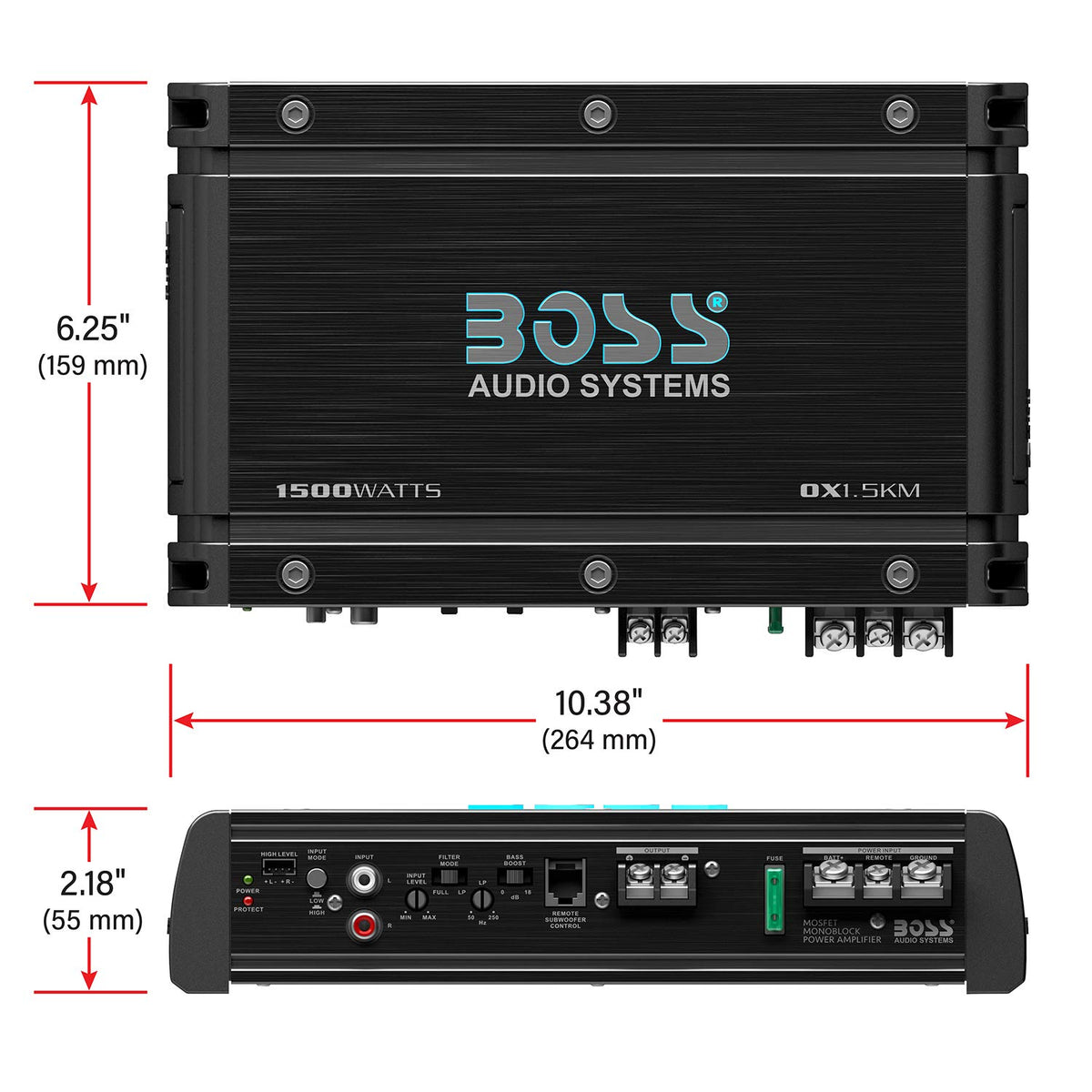 BOSS Audio OX1.5KM low and high level input options for versatile connections