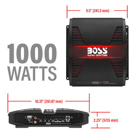 BOSS Audio PT1000 bridge mode setup showcasing increased speaker power