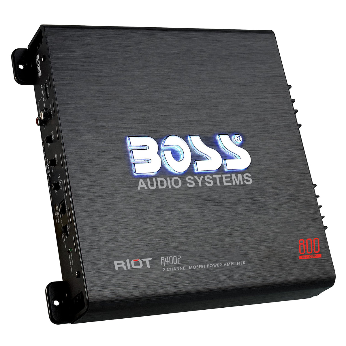 BOSS Audio R4002 front panel view showing clean controls for easy setup