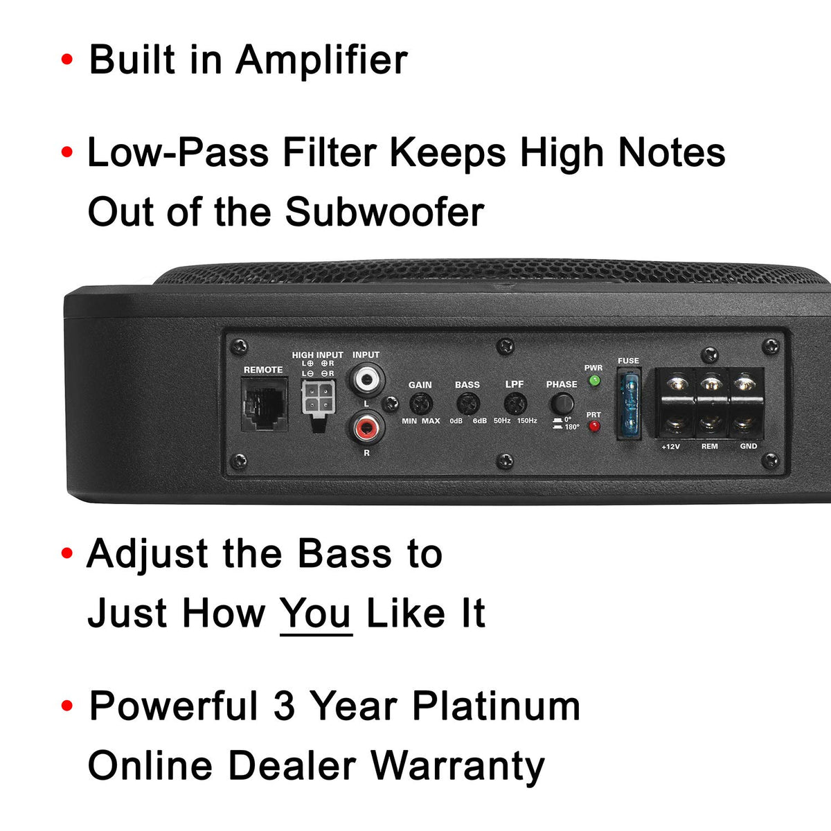 Boss Audio Systems BAB10 low-pass filter keeps bass clean and focused