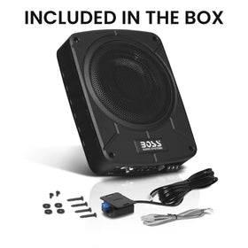 BOSS BAB8 slim dimensions measure 12 inches deep, 9.3 inches wide, 2.9 inches high.