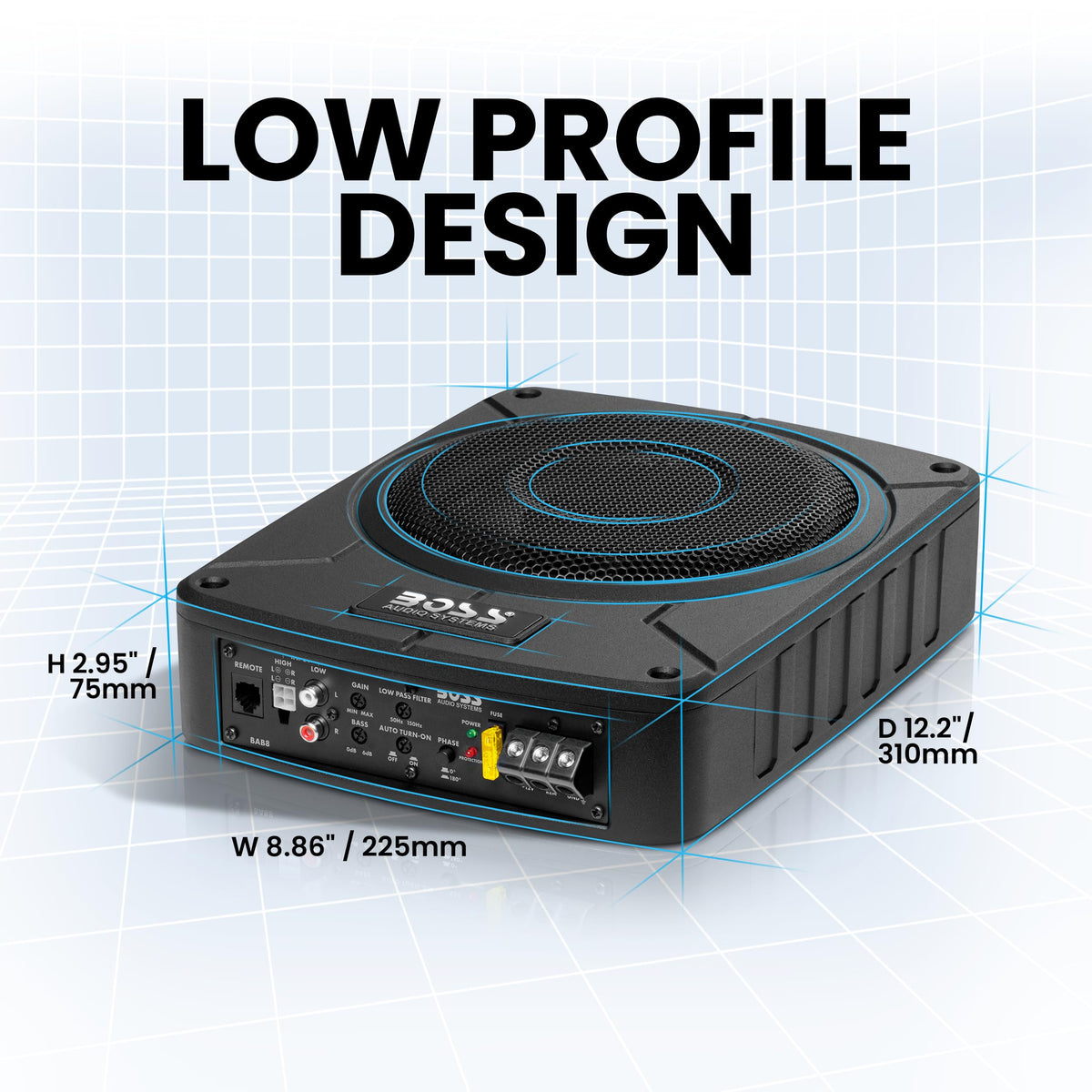 BOSS BAB8 high and low level inputs for easy factory radio integration.