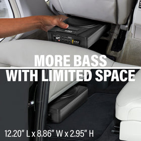 BOSS Audio Systems BASS8K low-profile design shown for discreet under-seat mounting