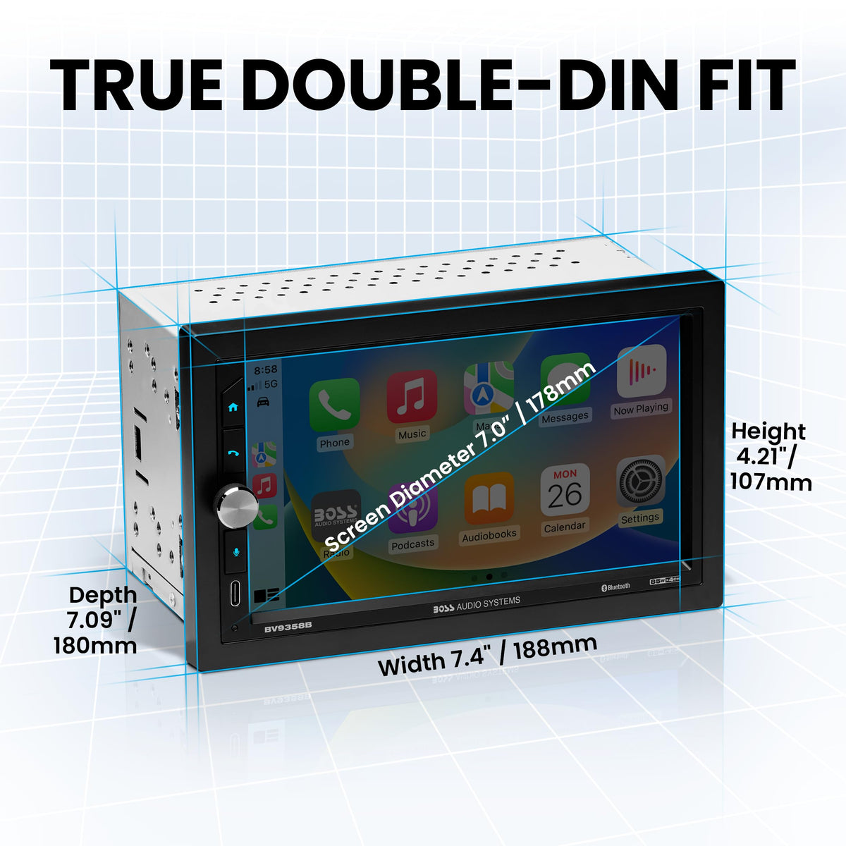 BOSS BV9358B front camera input enhances parking visibility