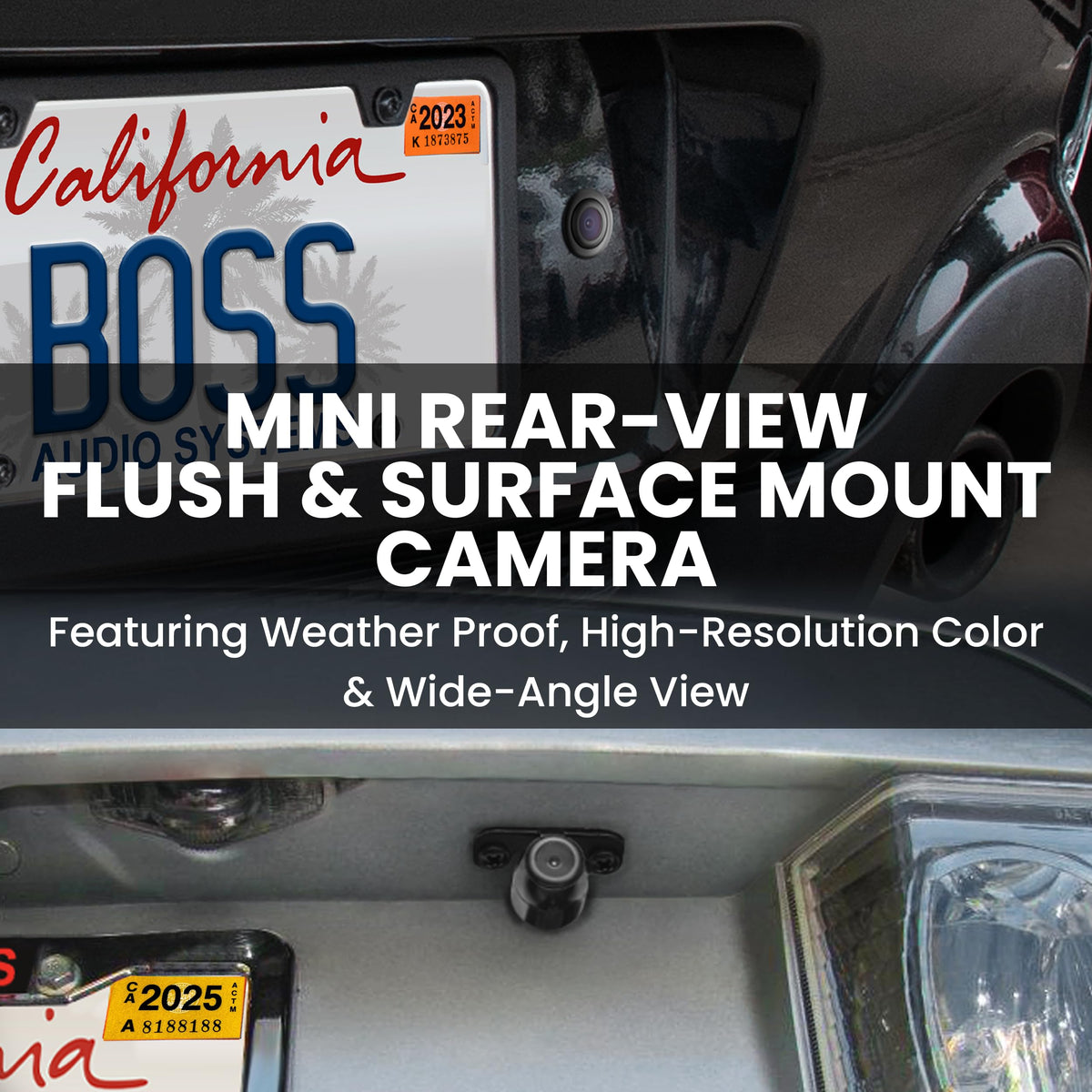 BOSS CAM21 640x480 color resolution shows clear details behind your vehicle.