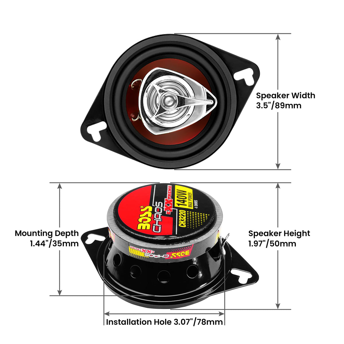 CH3220 mounting depth illustration showing fit in tight door spaces