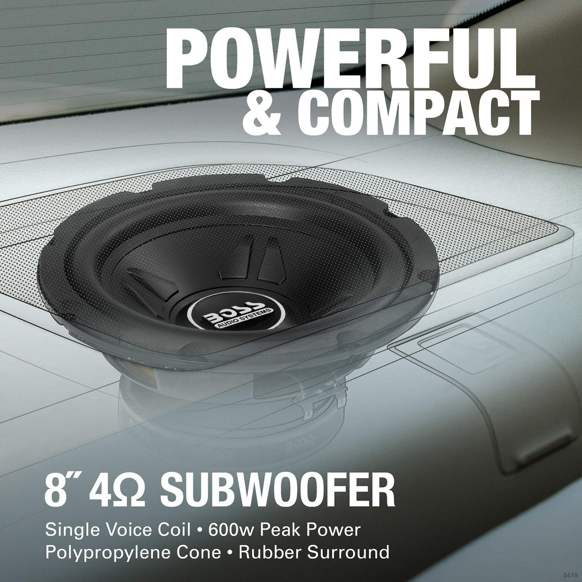 BOSS Audio Systems CXX8 rubber surround detail designed for long-lasting performance