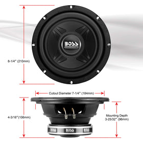 BOSS Audio Systems CXX8 stamped basket supporting energy transfer and heat tolerance