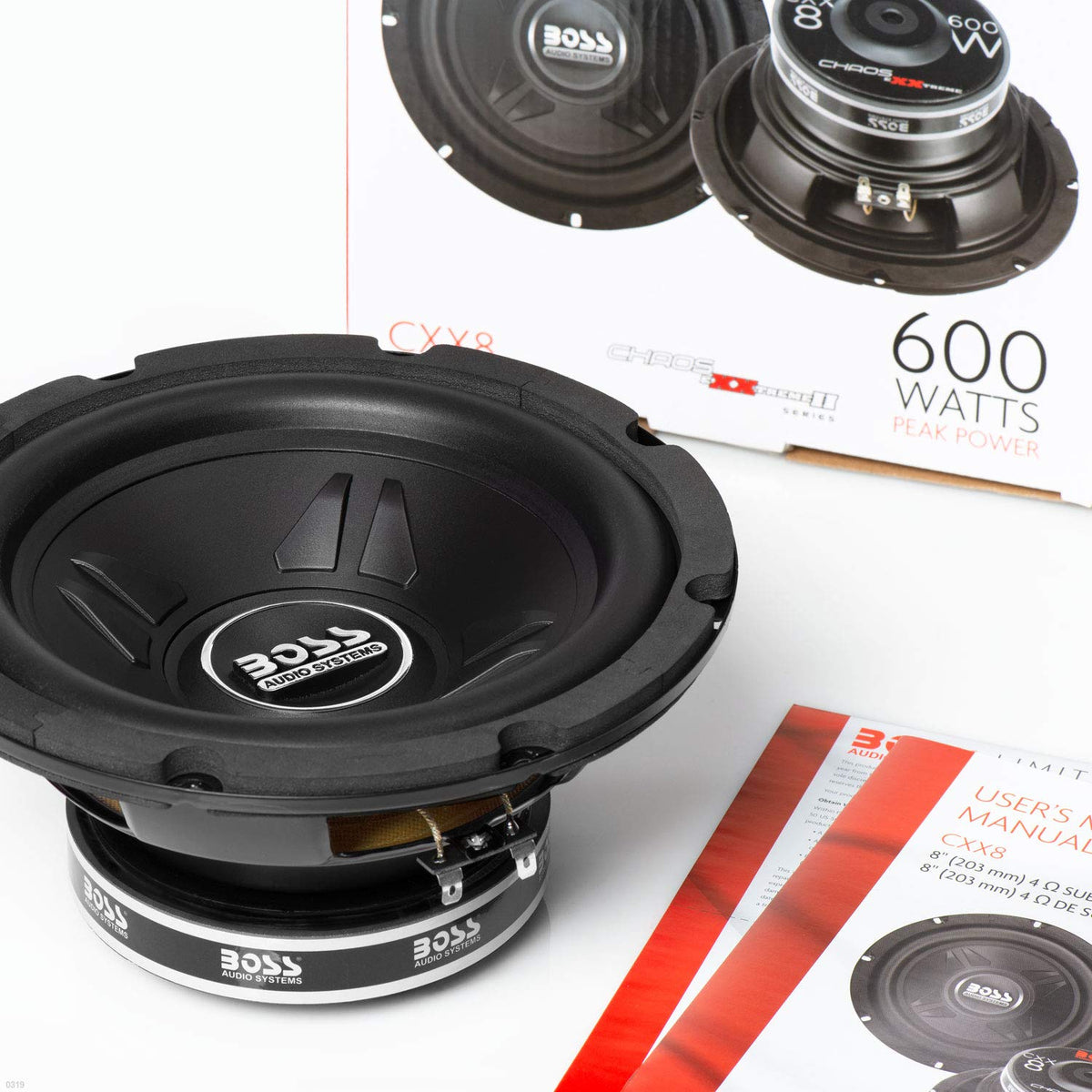 BOSS Audio Systems CXX8 voice coil image showing high-temperature stability for consistent sound