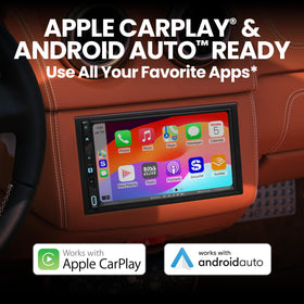 BOSS Elite BE7ACP.WX 7-inch touchscreen showcasing wireless CarPlay for hands-free use.