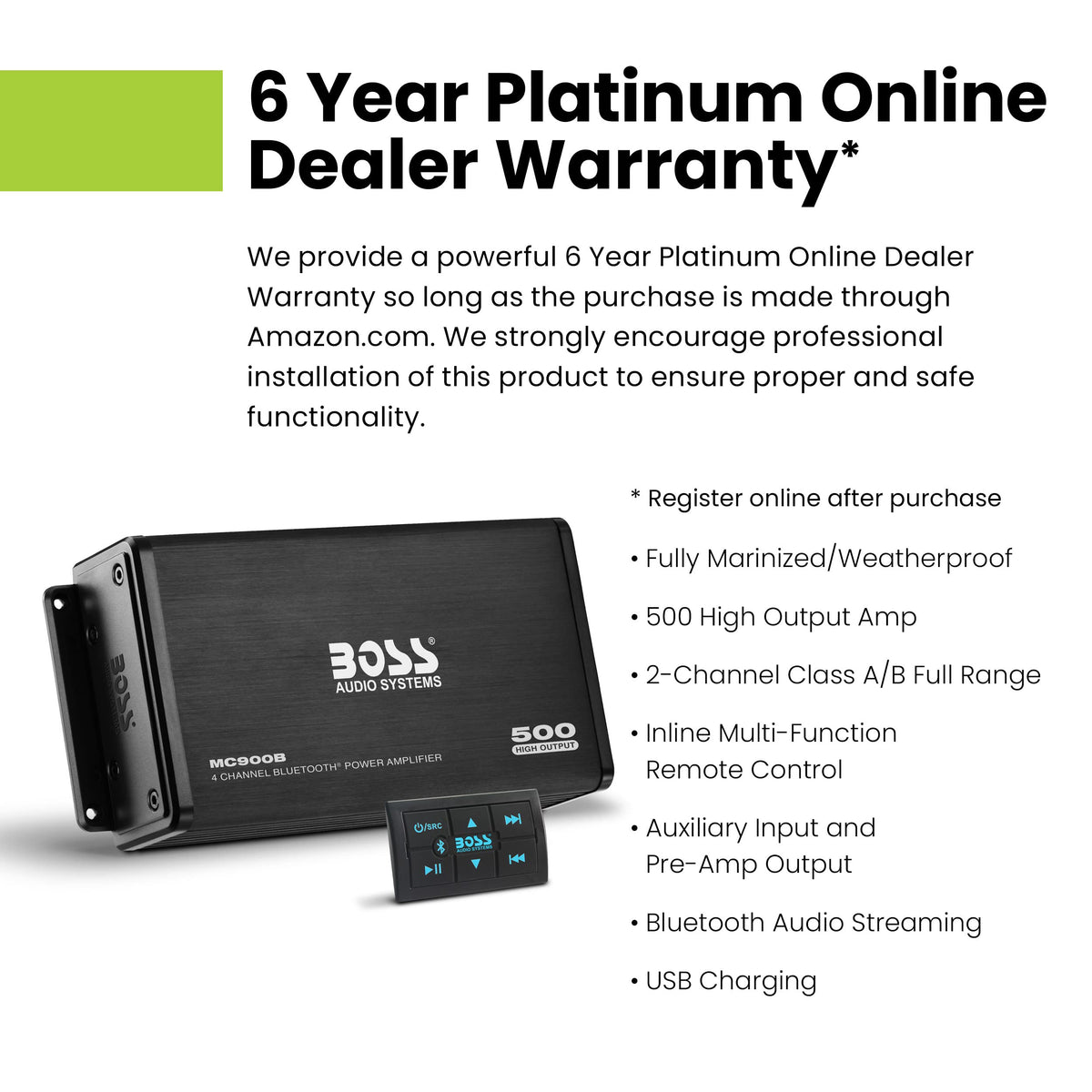 BOSS MC900B auxiliary input enables quick music playback from phone or MP3 player.