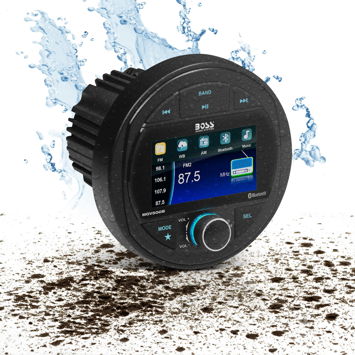 BOSS MGV500B front panel display for easy navigation and tuning on the water
