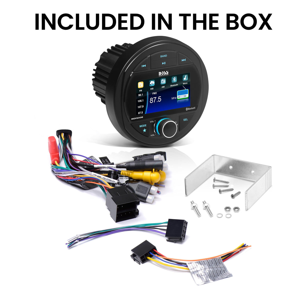 BOSS MGV500B pre-amp outputs for front, rear, or subwoofer connections