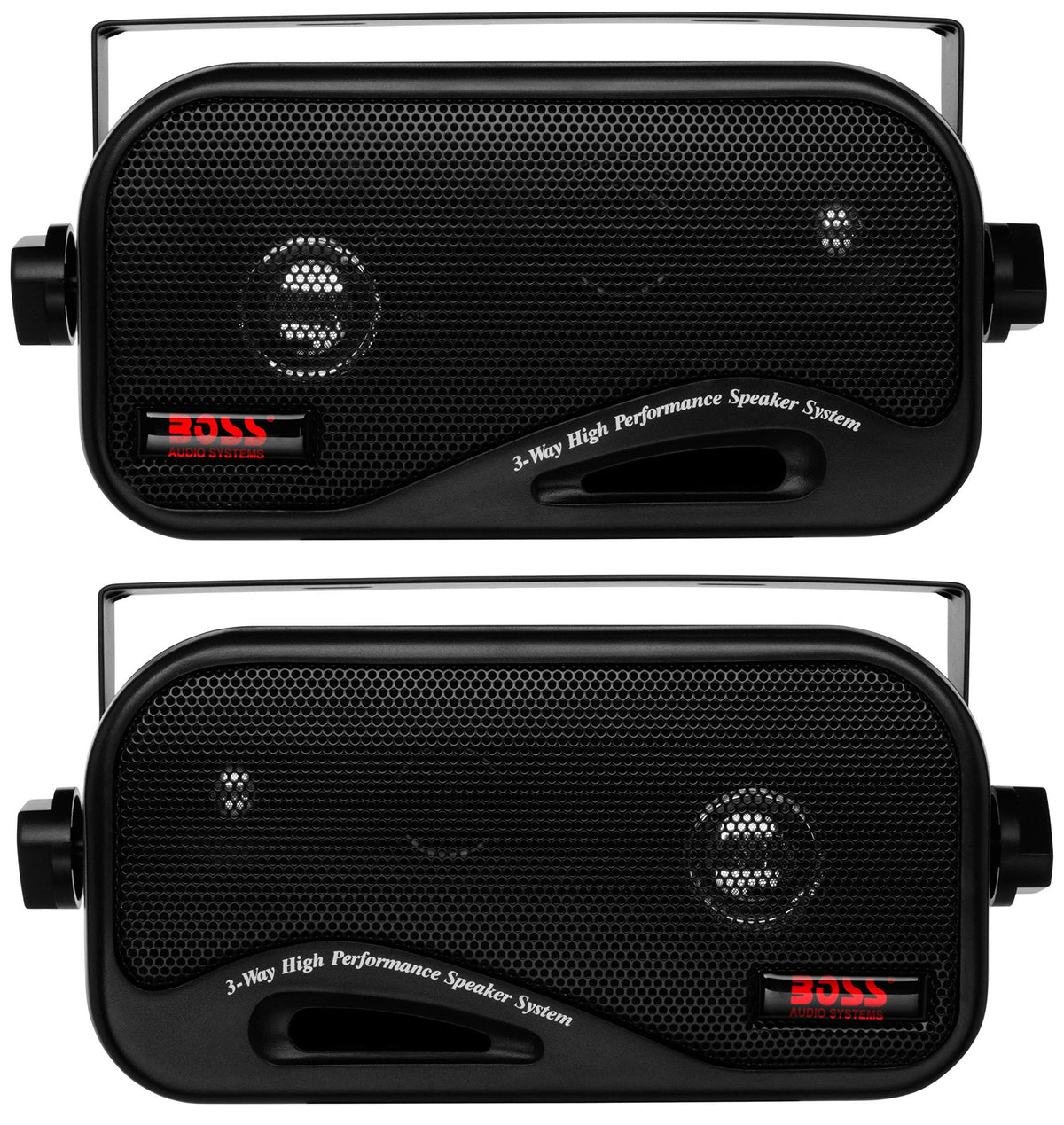 BOSS Audio Systems AVA6200 front view showing enclosure and grille, clear stereo benefit