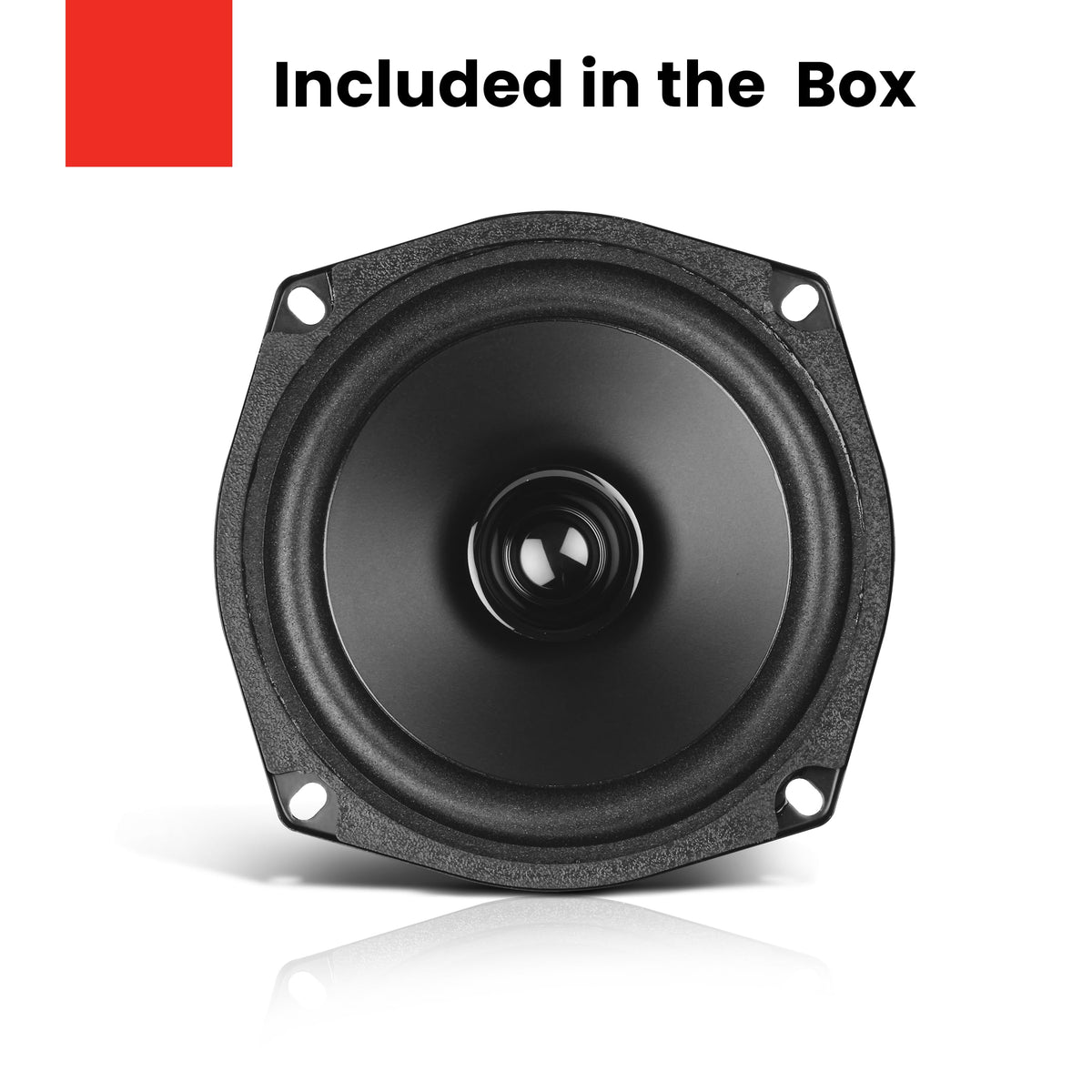 BOSS Audio Systems label and packaging showing specs and 3-year warranty assurance