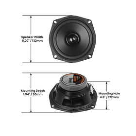 BOSS Audio Systems beside tape measure showing compact 5.2 inch diameter fit