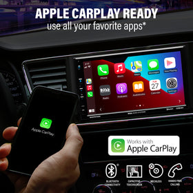 BOSS BVCP9700A-C Apple CarPlay UI on a crisp touchscreen for hands-free use