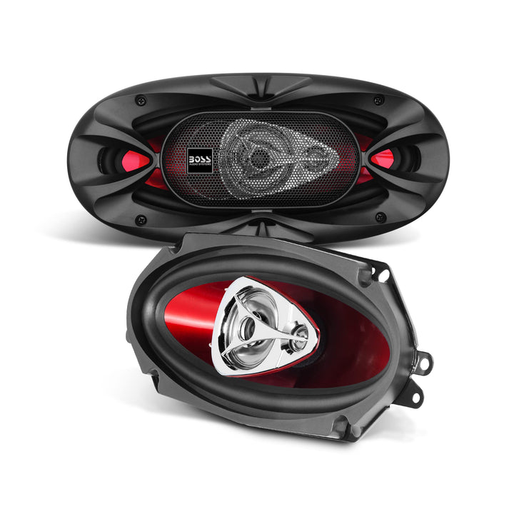 BOSS Audio Systems CH4330 front view showing speaker grille and frame for improved sound