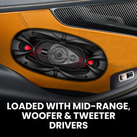 BOSS Audio Systems side profile showing 2.5-inch mounting depth for tight door fit