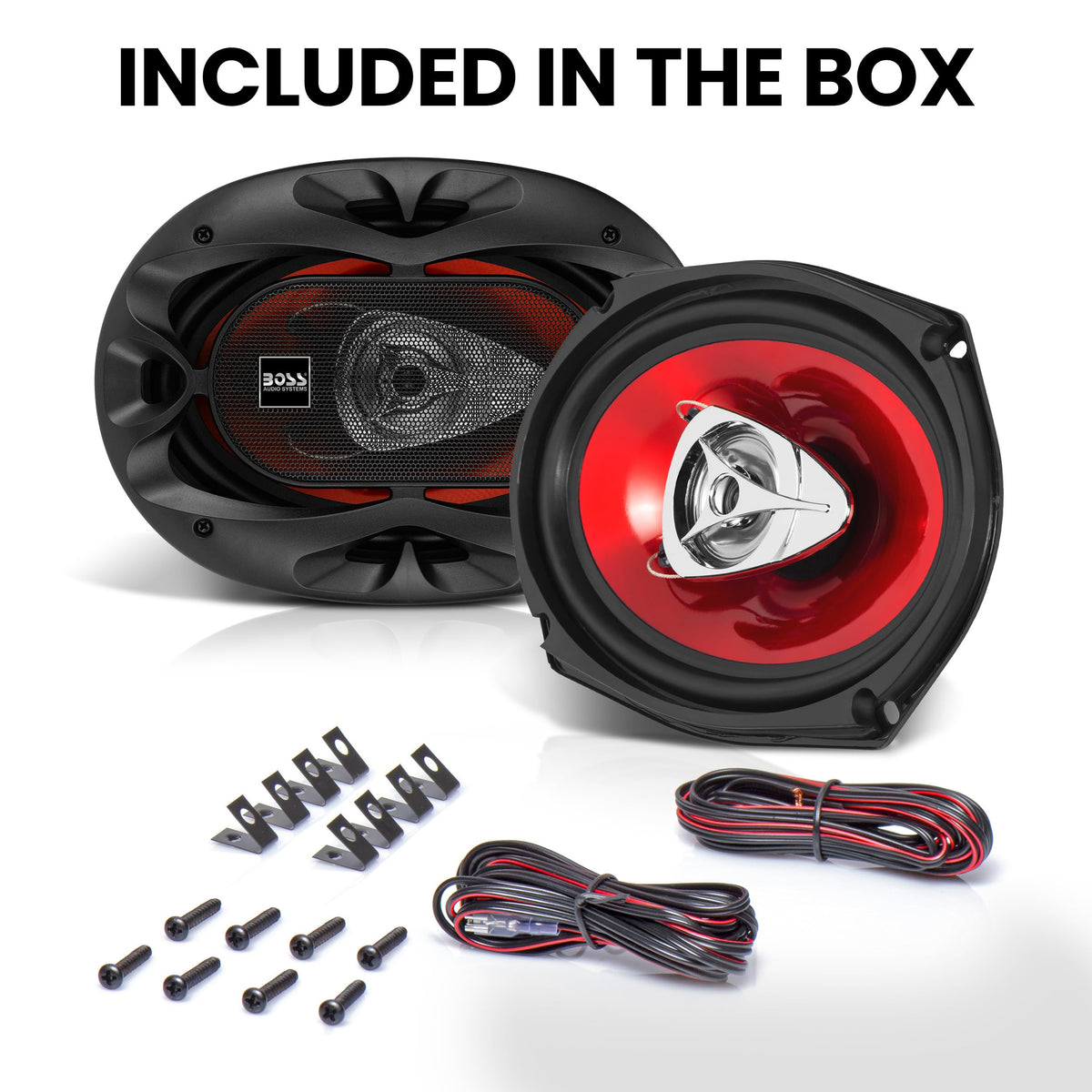 BOSS Audio Systems beside ruler size comparison illustrating shallow 3.2-inch mounting depth advantage