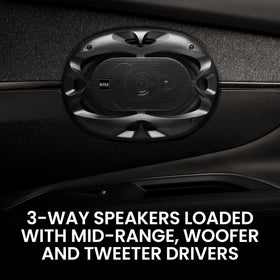 BOSS Audio Systems installed in car door delivering clearer mids and highs while driving