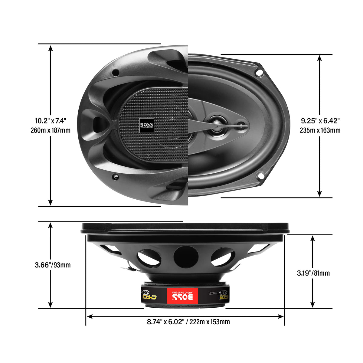 BOSS CH6940B mounted in car door demonstrating fit and upgraded audio clarity